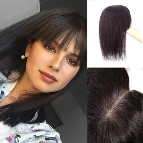 120 Density Machine Dark Brown Brazilian Hair Toppers For Women Toupee Brazilain Remy Hair Machine Top Piece