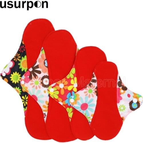 [usurpon] 1pc Menstrual Pad Red Microfleece inner Cloth Sanitary Napkin Panty liner and resuable menstrual pad for night 330mm