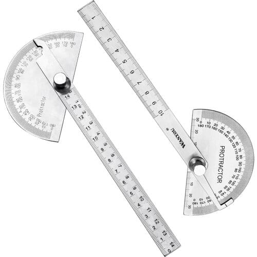 Vastar 180 Degree Adjustable Protractor Stainless Steel Angle Gauge Round Head Caliper Measuring Ruler