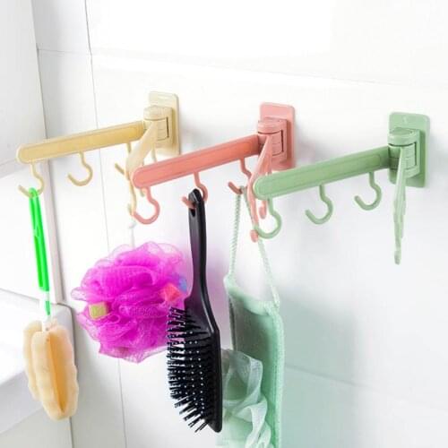 Kitchen Bath Foldable Wipes Holder Seamless Strong Self Adhesive Door Bathroom Walls Towel Clothes Rotatable Hook Hanger 459764