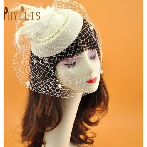 JM08 Birdcage Veil Headpiece 2021 Elegant Women Bridal Hats Cheap Mini Wedding Bride Hat Face Veils Party Prom Hat