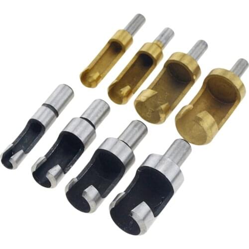 4pcs 6/10/13/16mm Round Shank Carbon Steel Woodworking Plug Cutters Titanium Drill Bit Cork Drill Hole Saw Tool Bored Hole