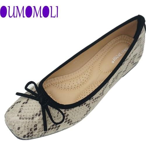 Snake Flat Shoes Women Leather Ballerinas Round Toe Bowtie Slip On Ballet Flats Maternity Loafers Moccasins Ladies Casual Flats
