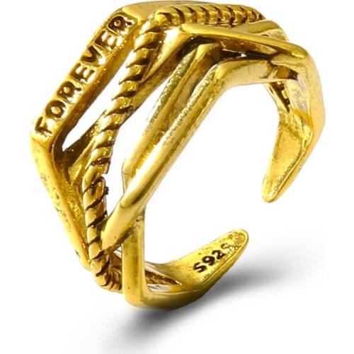 Korean Retro Multi-layer Irregular Woven Ring for Women Forever Round Bead Personality Exaggerated Geometric Opening Ring