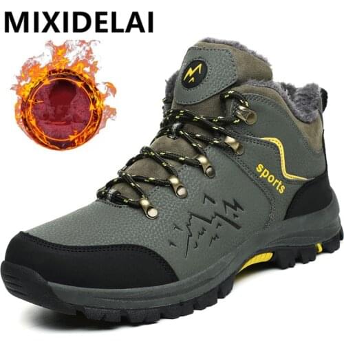 Winter Men Boots Plush Warm Snow Boots Casual Men Large Size Non-Slip Work Boots Outdoor Waterproof Hiking Fashion Ankle Boots