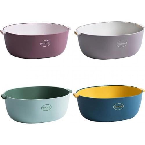 2000/5000ml Double Plastic Drain Basket Kitchen Bowl Noodles Vegetables Fruit Rice Washing Strainer Home Pool Drainer Organizer