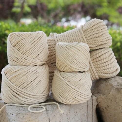 3mm 4mm 5mm 6mm Macrame Rope Twisted String Cotton Cord For Handmade Natural Beige Rope DIY Home Wedding Accessories Gif