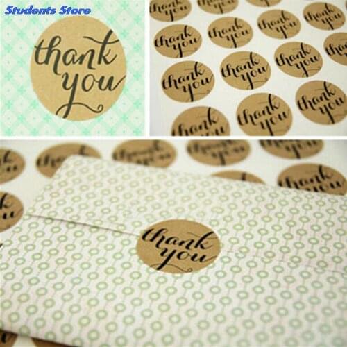 Wholesale 36Pcs For DIY Hand Made Gift Cake Self-adhesive Thank You stickers kraft label sticker Candy paper tags love