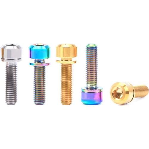 4 PCS M7x18mm Head Dia 11mm GR5 Titanium Bolts With Washer For Bike Head Tube