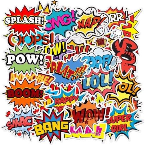 50 PCS Cool Word Style Sticker Mixed Graffiti PVC Stickers for DIY Travel case Skateboard Bicycle Laptop Waterproof Stickers F4