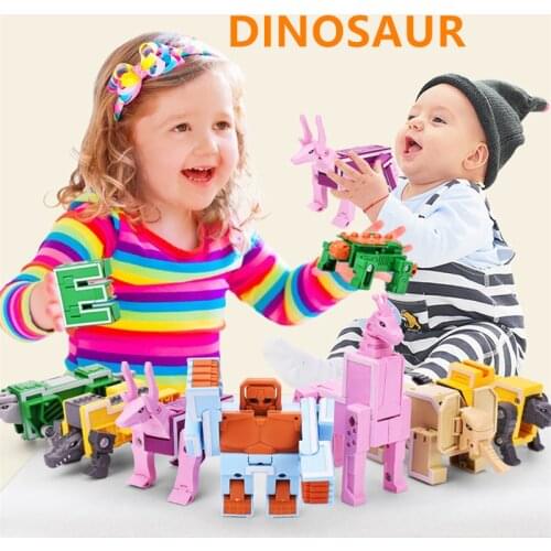 Anime Figures Transformation Letter Dinosaurs Alphabet Robot Toy Fighter Model Building Blocks Kids Toys