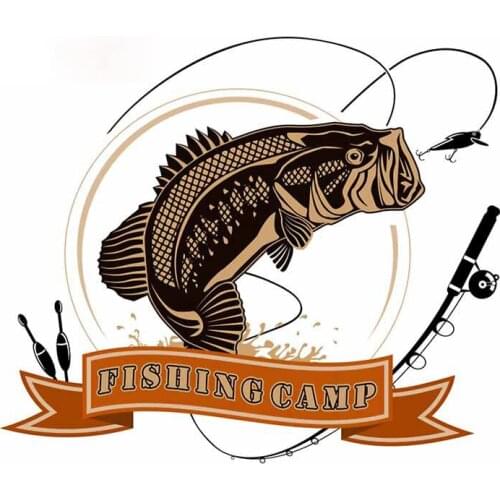 Personality Fishing Camp Car Sticker RV PVC Kid Room Wall Decal Scratch-proof Waterproof Window Decal Cover Scratches Waterproof