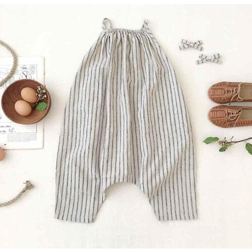 2021sp childrens striped Jumpsuit girls' casual Jumpsuit