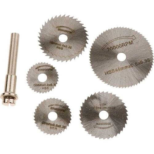 6pcs 22-44mm Cutting Discs with Mandrel For Metal Wooden Cutting Blades