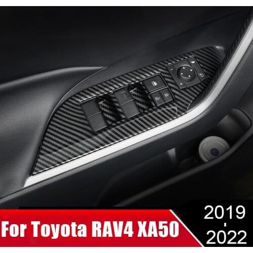 For Toyota RAV4 RAV 4 XA50 2019 2020 2021 ABS Car Door Armrest Panel Window Switch Lift Buttons Covers Trim Interior Accessories
