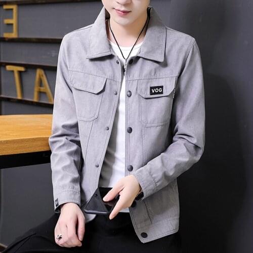 DYB&ZACQ Deerskin Velvet Jacket Lapel Jacket Mens Spring and Autumn Leisure Cargo Jacket Korean Fashion Handsome Jacket