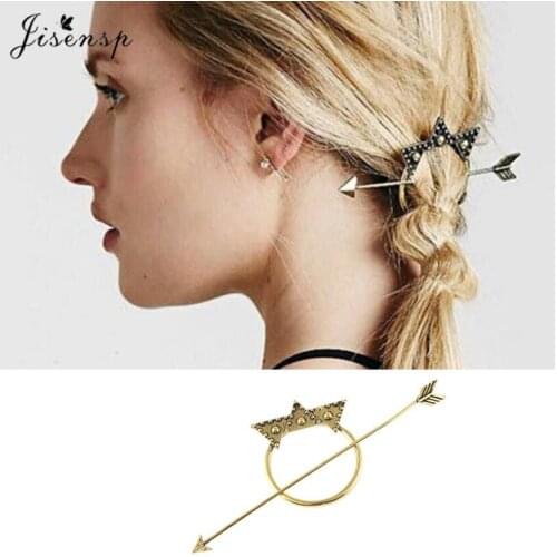 Jisensp Retro Gothic Arrow Crown Hair Stick Knot Hair Slide Metal for Women Girl Hairpin Hair Holder Jewelry Accessory Gift