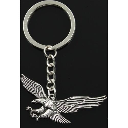 Fashion 30mm Key Ring Metal Key Chain Keychain Jewelry Antique Silver Color Plated Hawk Eagle 28x50mm Pendant