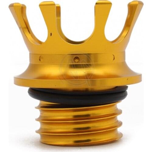 Motorcycle Golden Aluminum Flush Right-hand Thread Reservoir King Crown Style Gas Cap Vented Fuel Tank Cap Universal For Harley