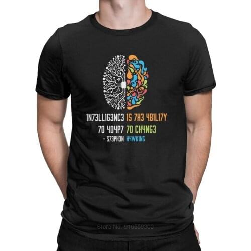 100% Cotton Tee Shirt Intelligence Men T Shirt Intelligence Is The Ability To Adapt To Change Vintage Science Slogan T-Shirt