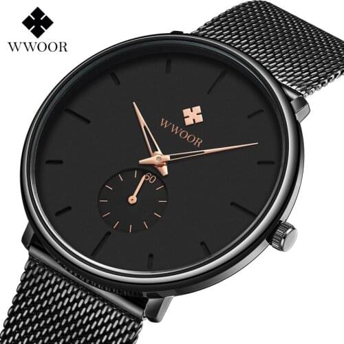 Mens Quartz Wrist Watch WWOOR Watch Men Wrist Clock Ultra Thin Top Luxury Brand Famous Dress Unisex Wristwatch Dropship 8855