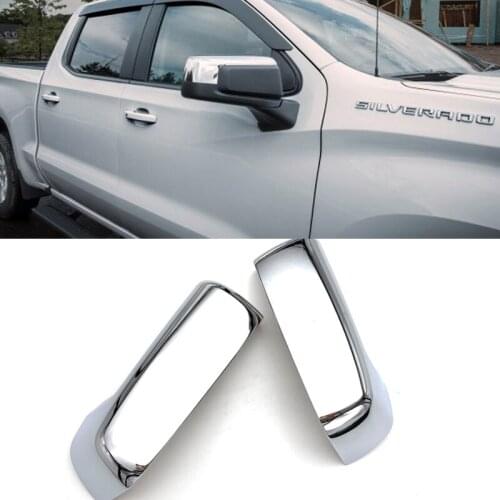 For Chevrolet Silverado 1500 2019 2020 ABS Chromed Side Door Rearview Mirror Cover Trims Car-Styling Accessories 2pcs/set