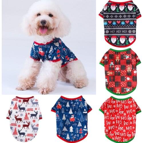 Christmas Style dog clothes Short Sleeve pet clothing Comfortable yorkshire terrier t shirt pet clothes chihuahua Pet Supplies