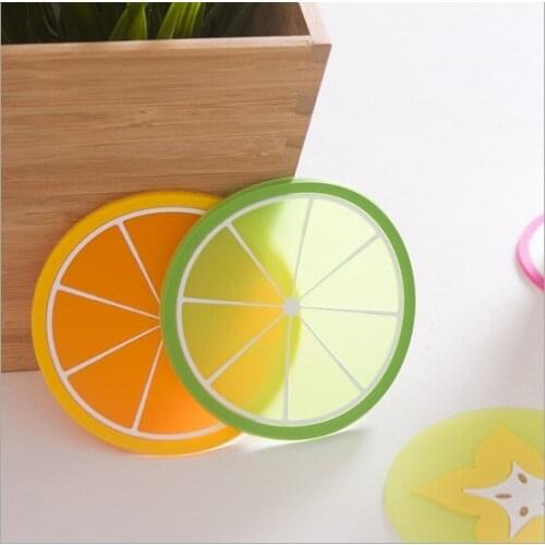 6pcs/set Colorful Hot Drink Holder Jelly Color Fruit Shape Coasters Creative Skid Insulation Silicone Gel Cup Mat Pad KW 029