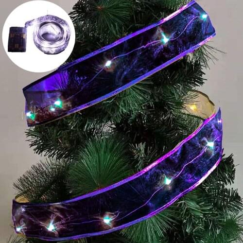 4m 40leds Christmas Tree Decoration for Home LED Ribbon Copper Wire Light String Fairy Holiday Lighting Garland Navidad Decor