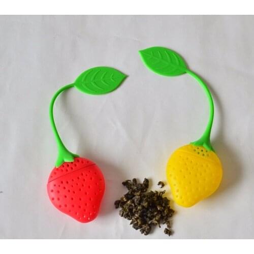 50pcs/lot silicone Tea Strainer with handle ,Strawberry Silicone Tea Infuser Ceramic cup tea Filter coffee mugs Teabags plumyl