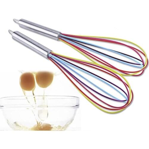 Silicone Whisk Stainless Steel Wire Whisk Heat Resistant Kitchen Whisks For Non-Stick Egg Foamer Stirrer Kitchen Tool