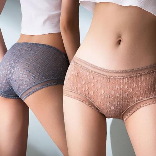 Kasure Cotton Panties Women Comfortable Underwears Sexy Middle-Waisted Underpants Female Lingerie Big Size Ladies Briefs
