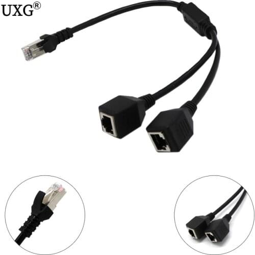 At5 RJ45 Extension cable 1 Male to 2 Female Socket Port Adapter Connector LAN Ethernet Network Splitter Connect Cable Cord