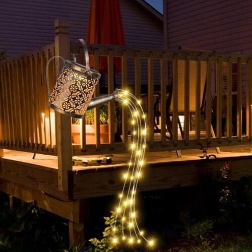Outdoor Solar Watering Can Ornament Lamp Garden Decorations Hollow-out Iron Shower LED Lights String Garden Art Light Decoration