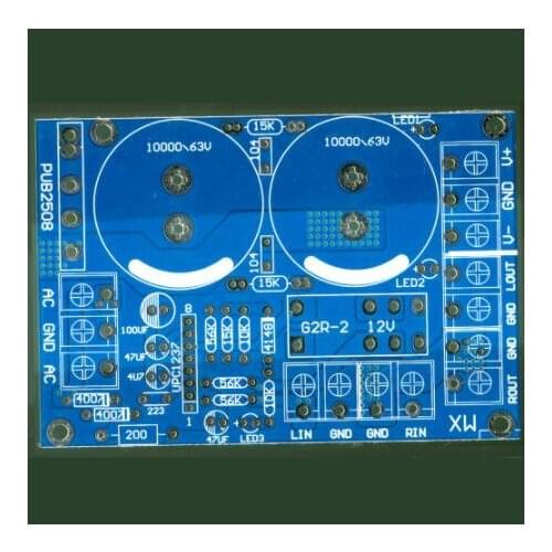Rectifier and filter power supply with horn protection integrated for post-stage power amplifier board PCB empty board