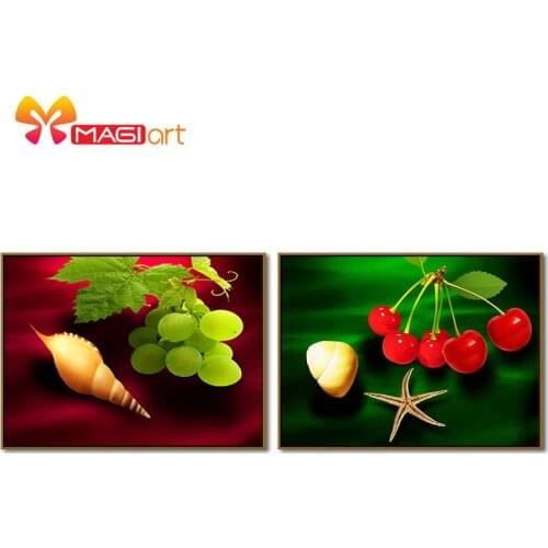 Cross stitch kits Embroidery needlework sets 11CT water soluble canvas patterns 14CT Oil painting Grapes and cherries-NCMF123