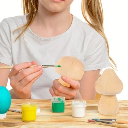 1pc Wooden Mushroom Natural Unfinished Mushroom DIY Crafts Painting Peg Dolls Ornament Handmade Kids Graffiti Toy