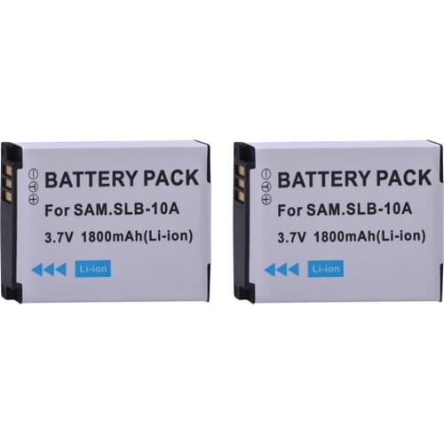 2x 1800mAH SLB-10A SLB 10A SLB10A 3.7V Li-ion Camera Battery for Samsung EX2F HZ15W SL202 SL420 SL620 SL820 WB150F WB250F WB350F