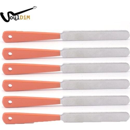 6pcs Useful Guitar Fret Crowning Luthier File High Quality Stainless Steel Narrow Dual Cutting Edge Tool With Rubber handle