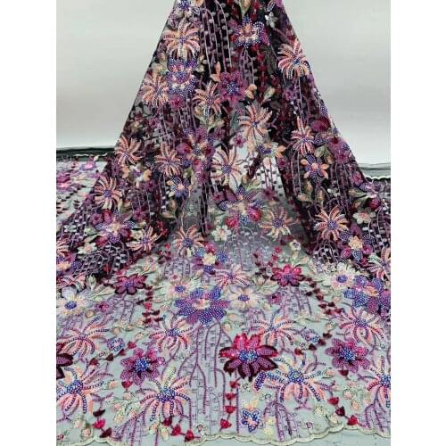 African lace sequin embroidery 2021 high quality Nigeria lace mesh fabric French bridal lace fabric D4151