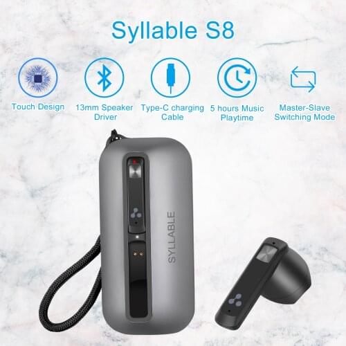 New Touch SYLLABLE S8 TWS Headset Fit for BT V5.0 Volume Control True Wireless Stereo Earbuds SYLLABLE S8 13mm Speaker Driver
