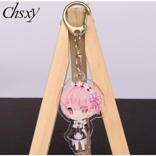 Re:Life In A Different World From Zero Keychain Rem Ram Anime Figure Acrylic Key Chain Pretty Girl Collection Bag Hanging Gifts