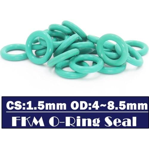 CS1.5mm FKM Rubber O RING OD 4/4.5/5/5.5/6/6.5/7/7.5/8/8.5*1.5 mm 100PCS O-Ring Fluorine Gasket Oil seal Green ORing