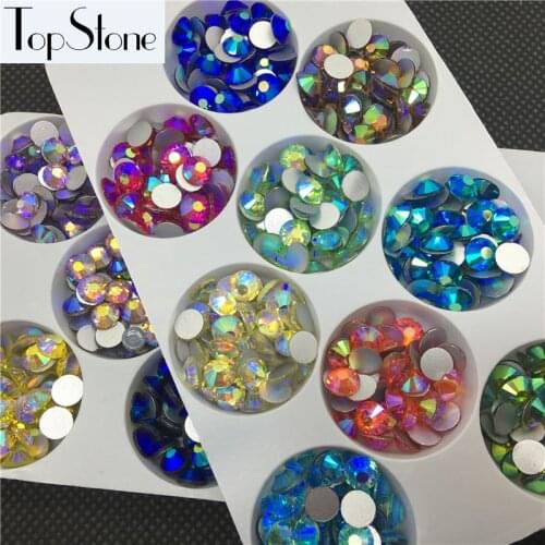 Colors AB SS3-SS30 Glass Crystal Flatbacks Nail Art Non Hotfix Rhinestone Glue On 3D Nails gems for Jewelry Decoration