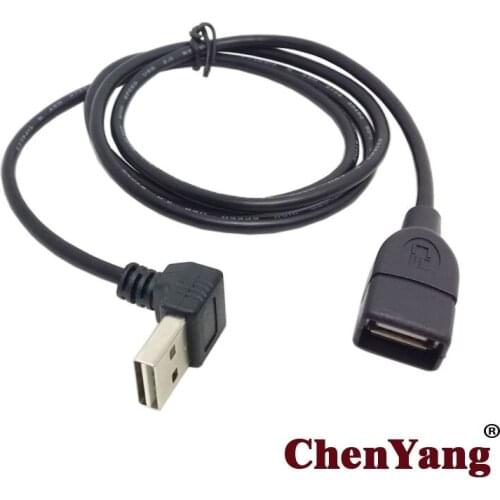 CYSM USB 2.0 Male to Female Extension Cable 100cm Reversible Up & Down Angled 90 Degree