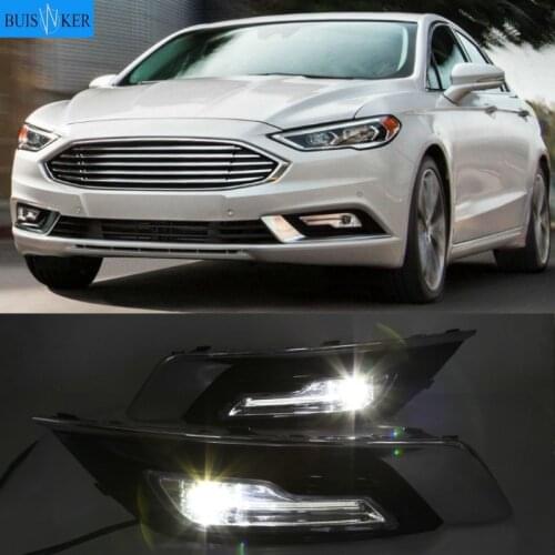 2Pcs LED DRL Daytime Running Lights Lamps Turn Signal Fog Lights with Wire for Ford for Fusion 2017+ Driving Lights