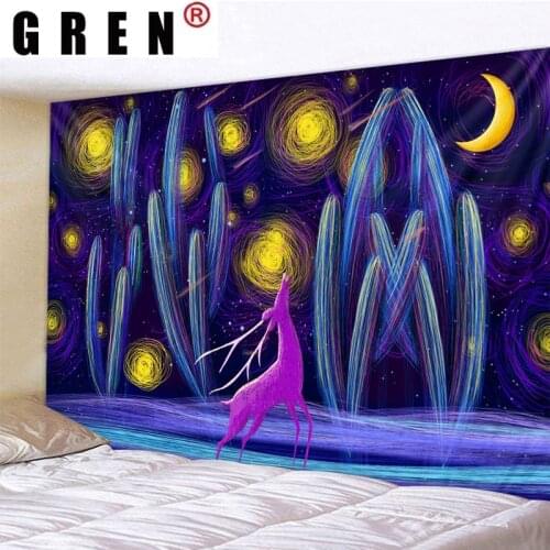 GREN Tapestry Cactus Hippie Wall Hanging Wall Covering Rugs Mural Background Cloth Beach Towel Fabric Yoga Blanket Home Decor