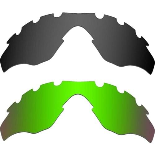 HKUCO For M2-Vented Sunglasses Replacement Polarized Lenses 2 Pairs - Black & Green