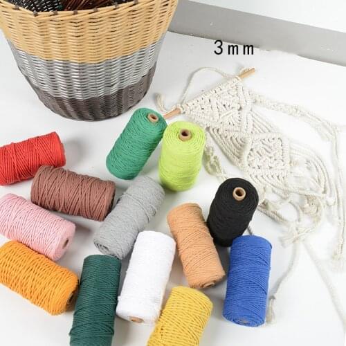 3mm X 300m Cotton Rope Multi-purpose Creative Diy Cotton Rope Strands Twisted Macrame Cotton Cord For Wall Hanging Crafts