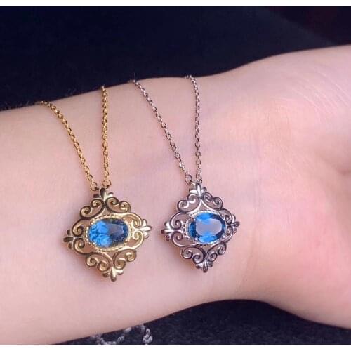 Classic clear blue topaz pendant for necklace with silver for women ornament natural gemstone good cut hot selling gift style